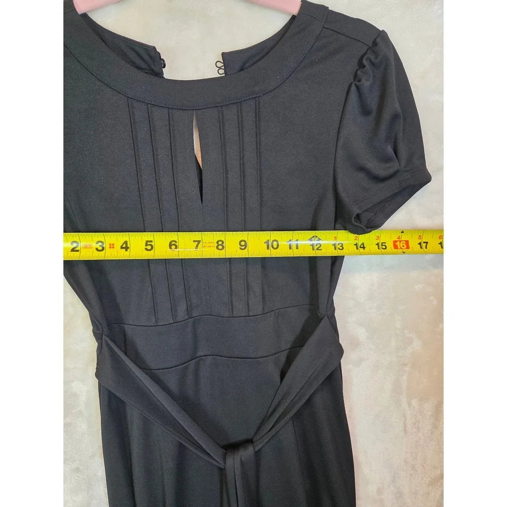 The‎ Limited Black Short Sleeve Pleated Keyhole Fit and Flare Dress XS